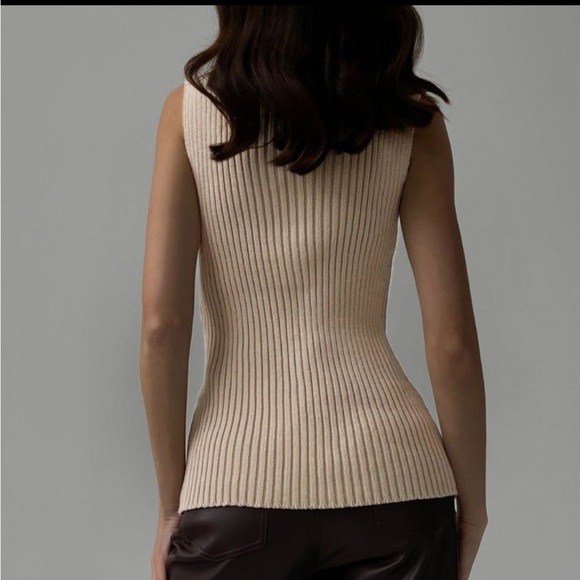 Tan Turtleneck Sweater Tank Top - Picture 3 of 3